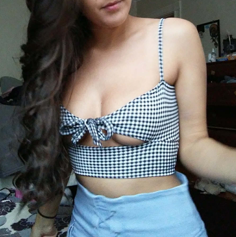 Gingham tie front bralet